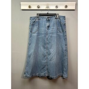 Cato Denim Skirt Womens 20 Blue Maxi Long A-Line Pockets Casual Modest Y2K